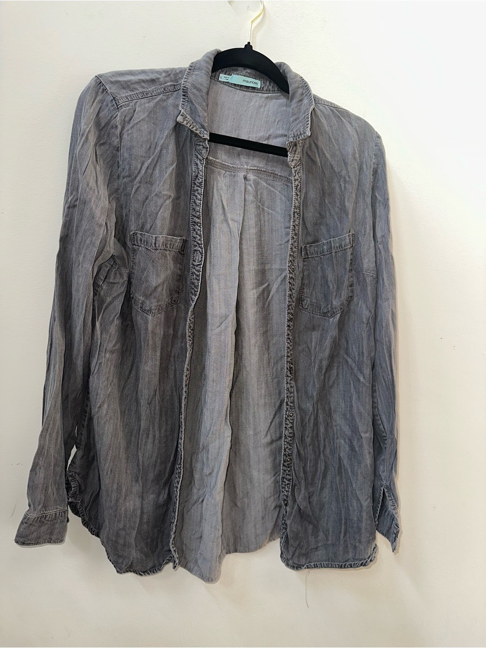 Maurices Men's Washed Gray Button-Front Casual Shirt